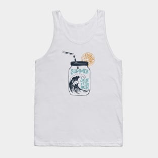 Wave In Cocktail Jar. Summer, Sun, Fun, Run. Creative Illustration Tank Top